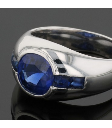Sapphires and platinum ring