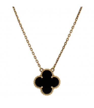 Van Cleef & Arpels Vintage Alhambra gold and onyx necklace