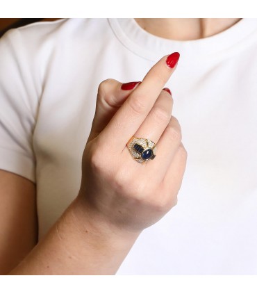 Bague or, saphirs, diamants