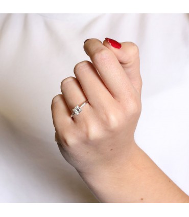 Bague solitaire or et diamants - GIA 1,02 ct H / VS2
