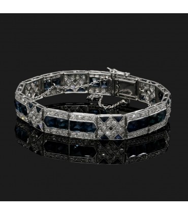 Bracelet platine, diamants et saphirs