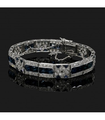 Sapphires, diamonds and platinum bracelet