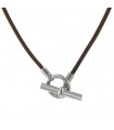 Hermès stainless steel and leather necklace