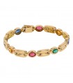Gold, sapphires, yellow sapphires, pink sapphires and emeralds bracelet