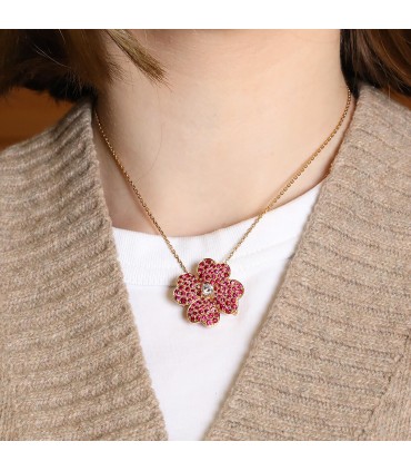 Van Cleef & Arpels Cosmos rubies, diamond and gold necklace