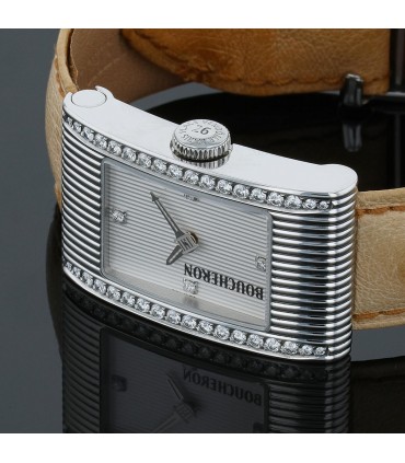 Boucheron Reflet diamonds and stainless steel watch