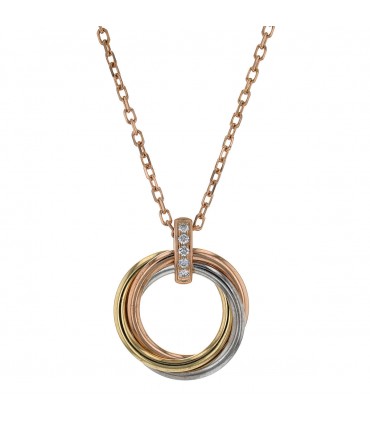 Cartier Trinity three tones gold and diamonds necklace