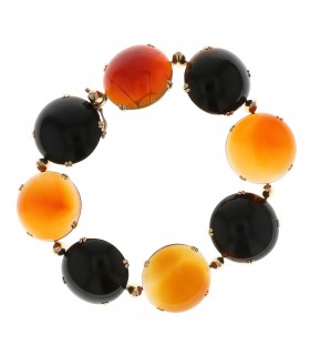Bracelet or, onyx, cornaline