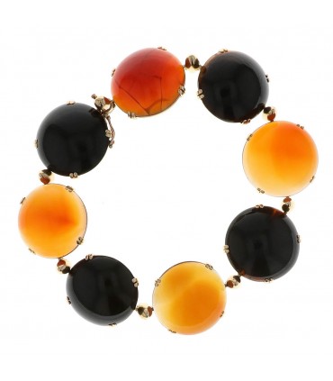 Gold, onyx and carnelian bracelet