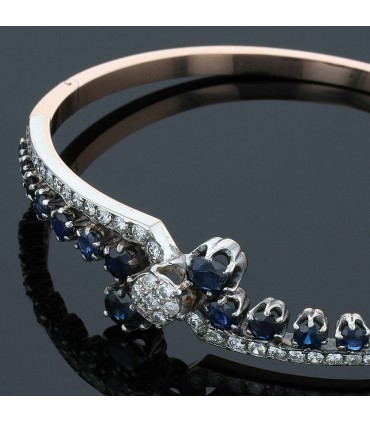 Sapphires, diamonds, gold and silver bracelet
