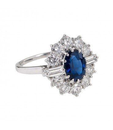 Bague or, platine, saphir et diamants