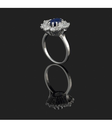 Bague or, platine, saphir et diamants