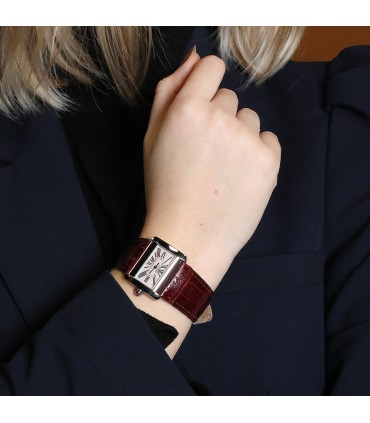 Cartier Divan stainless steel and mother-of-pearl watch