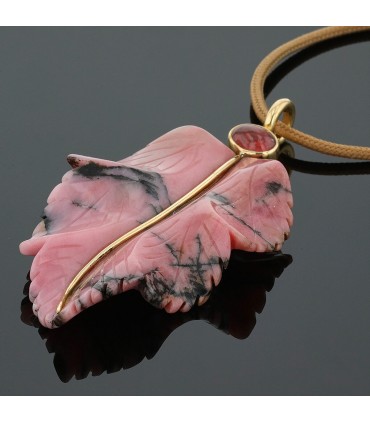 Gold, tourmaline and rhodonite necklace