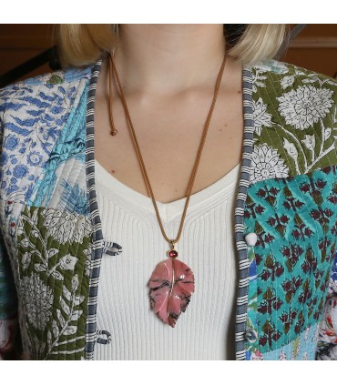 Gold, tourmaline and rhodonite necklace