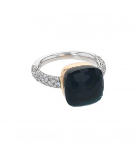 Pomellato Nudo diamonds, topaze and two tones gold ring