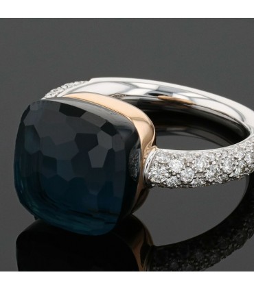 Pomellato Nudo diamonds, topaze and two tones gold ring