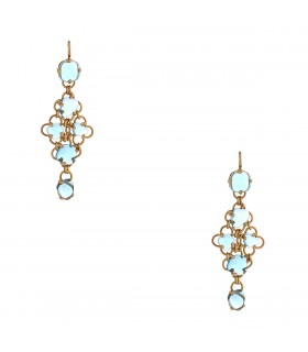 Boucles d’oreilles or et topazes bleues