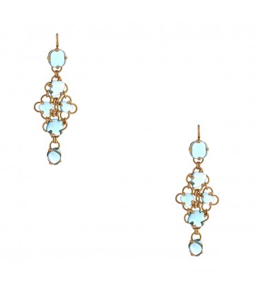 Boucles d’oreilles or et topazes bleues