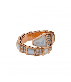 Bulgari Serpenti mother-of-pearl, diamonds and gold ring