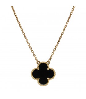 Van Cleef & Arpels Vintage Alhambra gold and onyx necklace