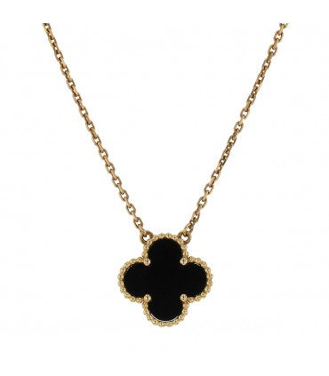 Van Cleef & Arpels Vintage Alhambra gold and onyx necklace
