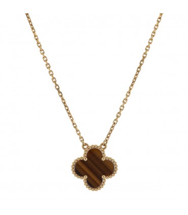 Van Cleef & Arpels Vintage Alhambra tiger's eye quartz and gold necklace