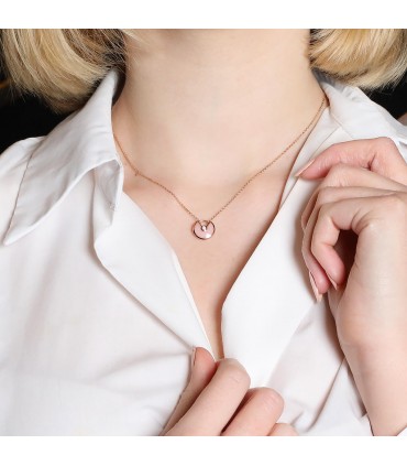Cartier Amulette XS pink opal, diamond and gold necklace