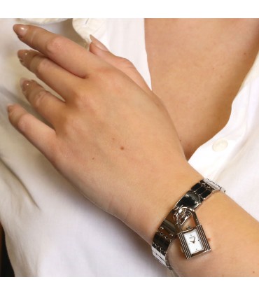 Hermès Kelly diamonds and stainless steel watch