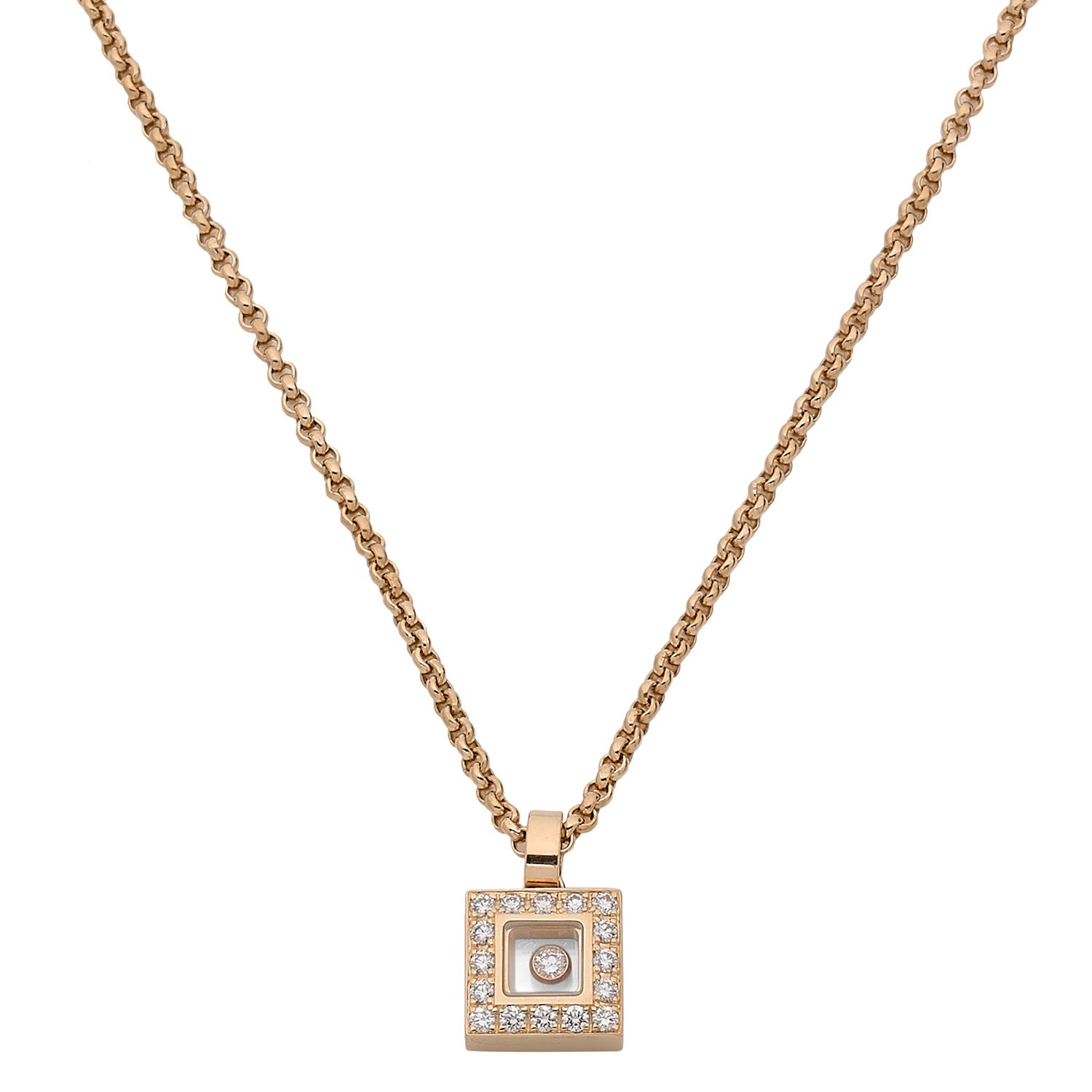 Chopard Happy Diamonds Icon 18k White Gold Pave Diamond Pendant Necklace