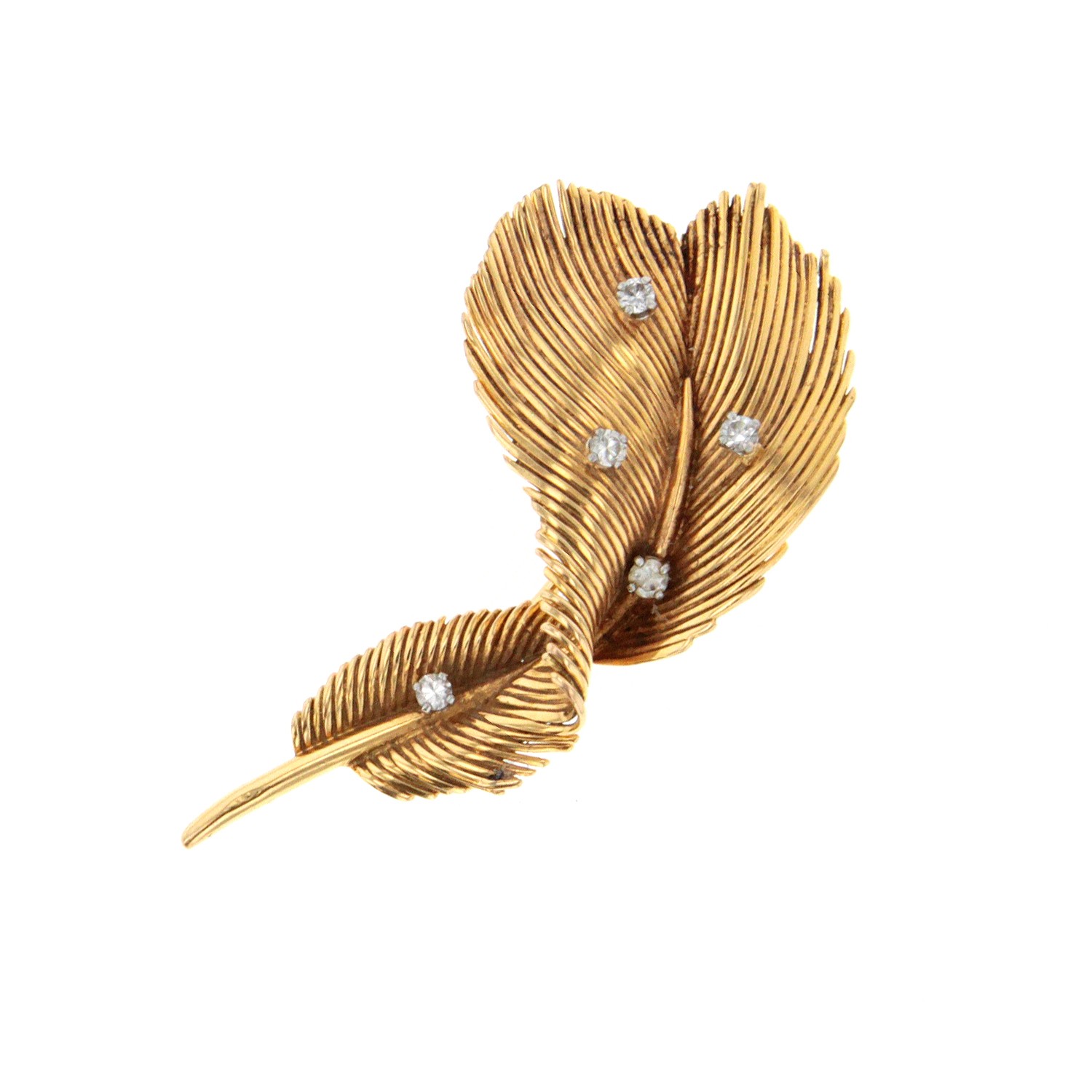 Broche Clip En Or Jaune 18 Carats Avec Diamants - Sans Marque, Occasion, Référence 4148
