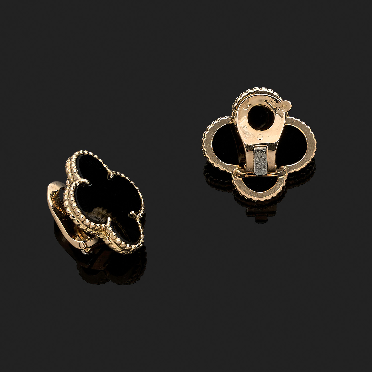 Van Cleef Arpels Vintage Alhambra onyx and gold earrings