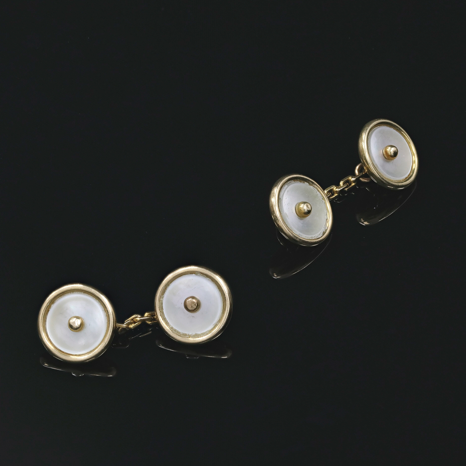 KnSam Boutons De Manchette Rond Nacre - Boutons Fantaisie Homme Élégants, Laiton, Idéal Mariage Et Soirée