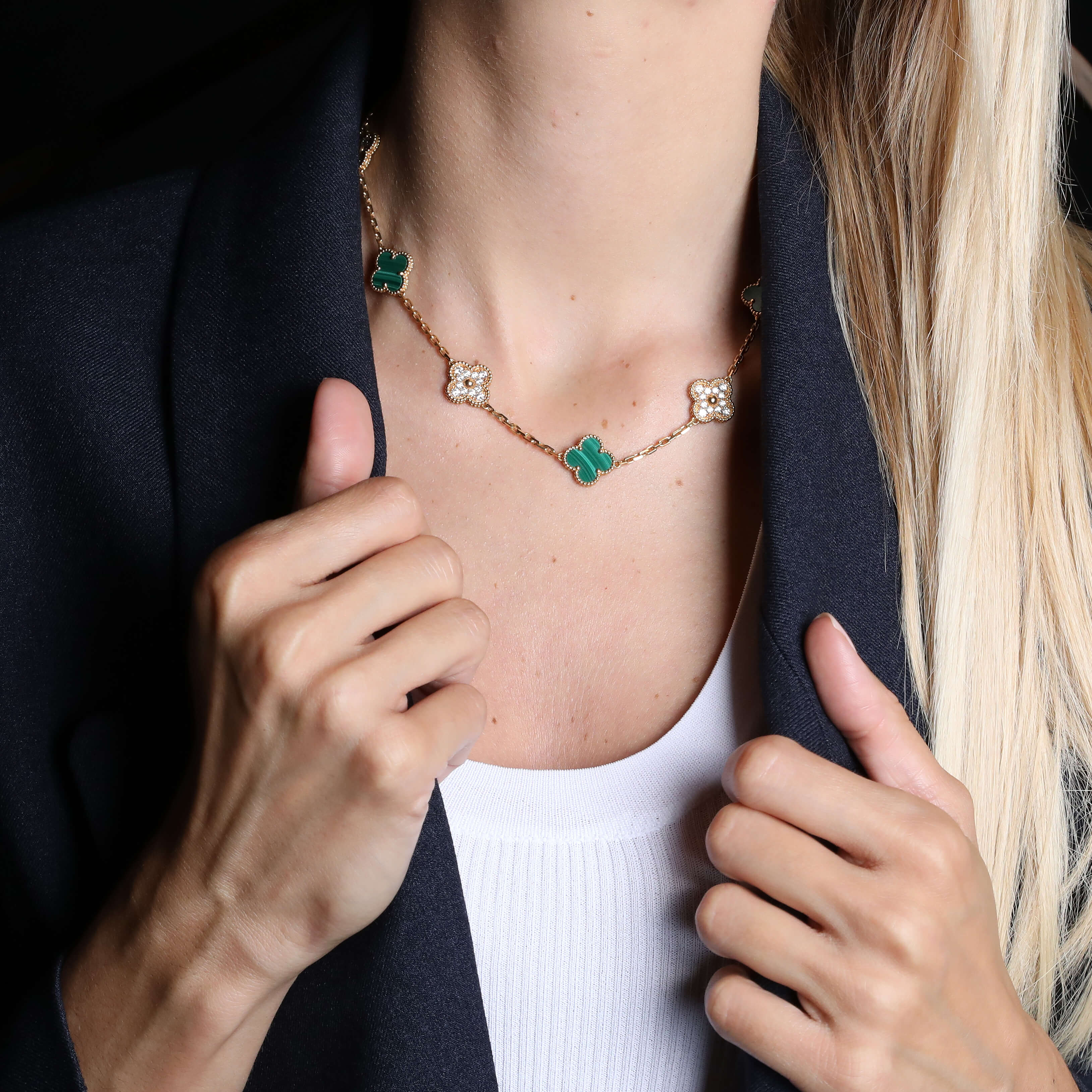 Malachite van cleef shop necklace