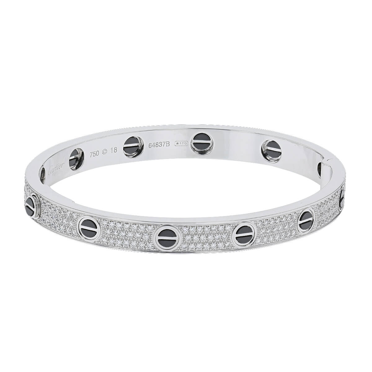 Cartier Love Pav diamonds ceramic and gold bracelet Size 18