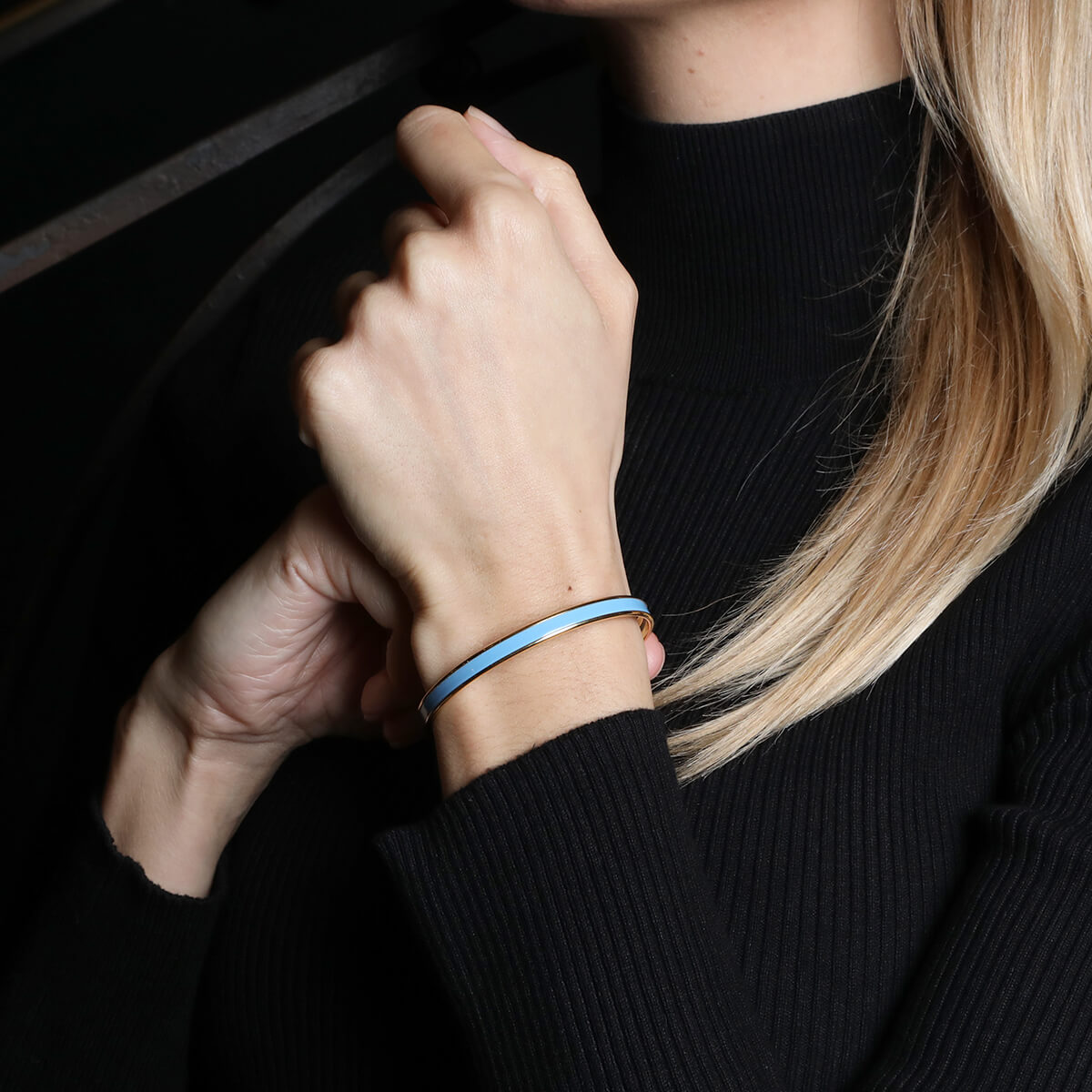 Hermes Uni plated gold and enamel bracelet