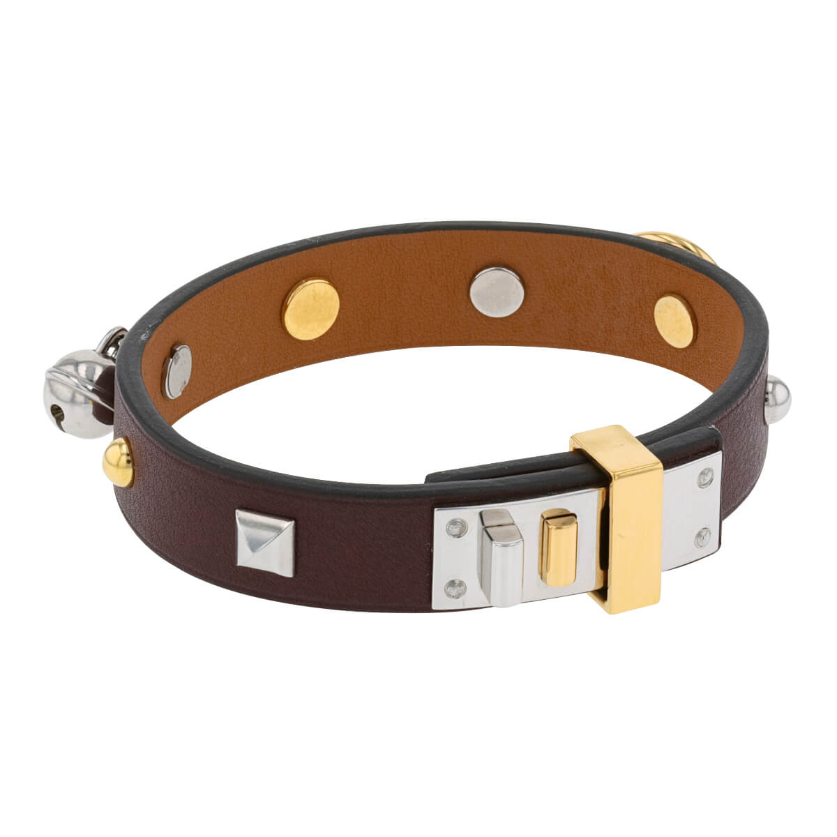 Herm s Mini Dog Mix stainless steel and leather bracelet