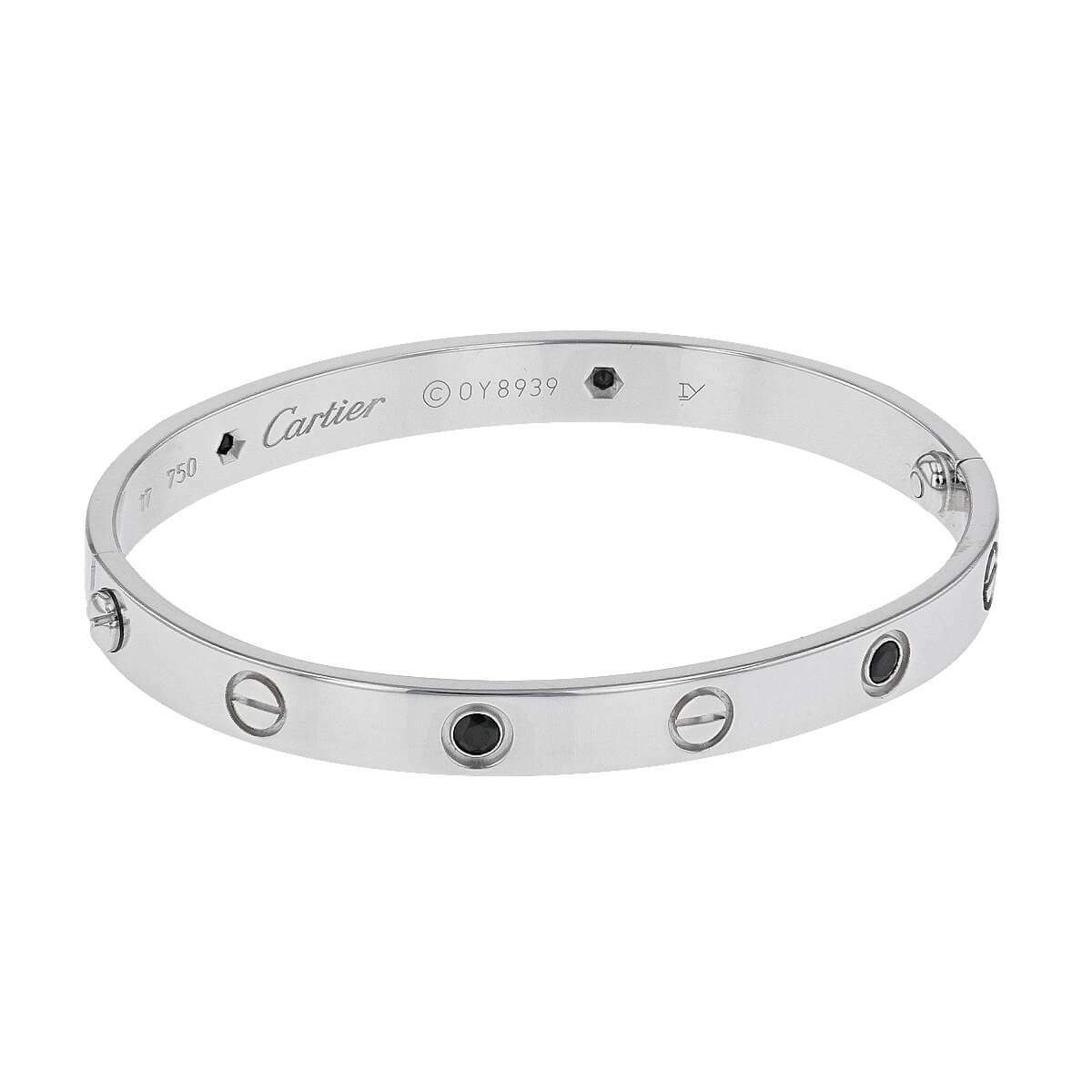 Cartier Love 4 black diamonds and gold bracelet Size 17