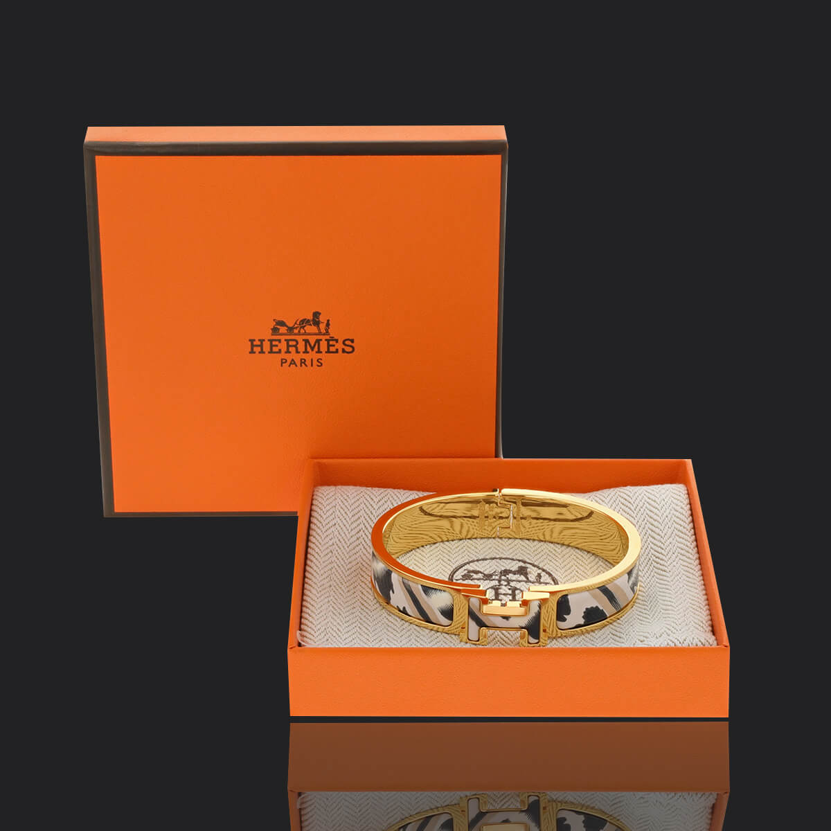 ♪ポップ♪【HERMES】ブレスレット Clic Clac H Le Chat Carre HERMES∽Bracelet Clic H Le Chat CarreクリックH∽パリ本速達