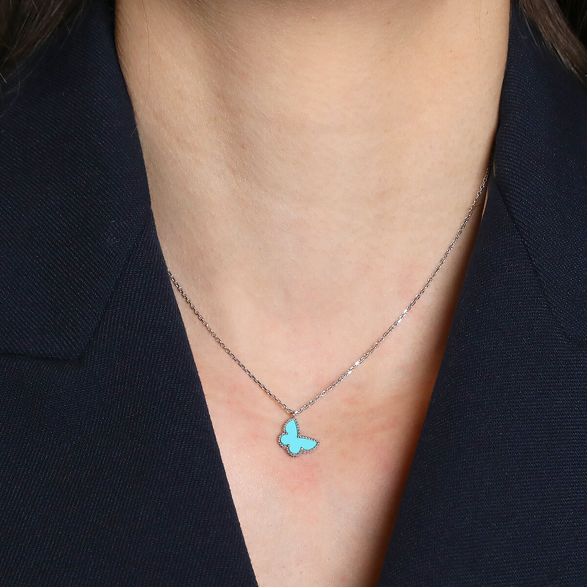 Van Cleef Arpels Sweet Alhambra Papillon turquoise and gold necklace