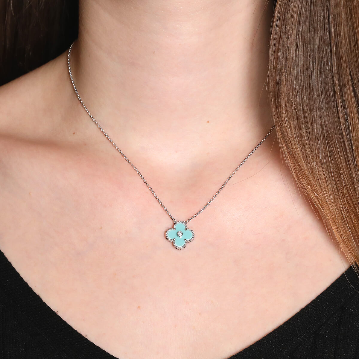 Van Cleef Arpels Vintage Alhambra green porcelain diamond and