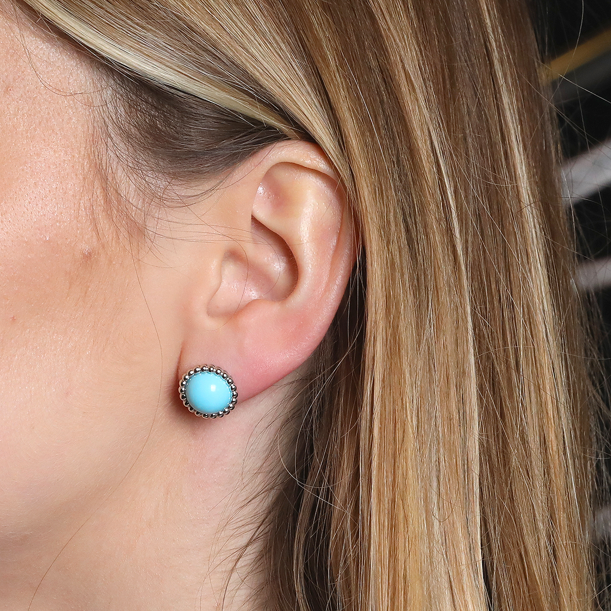 Van Cleef Arpels Perlee turquoise and gold earrings