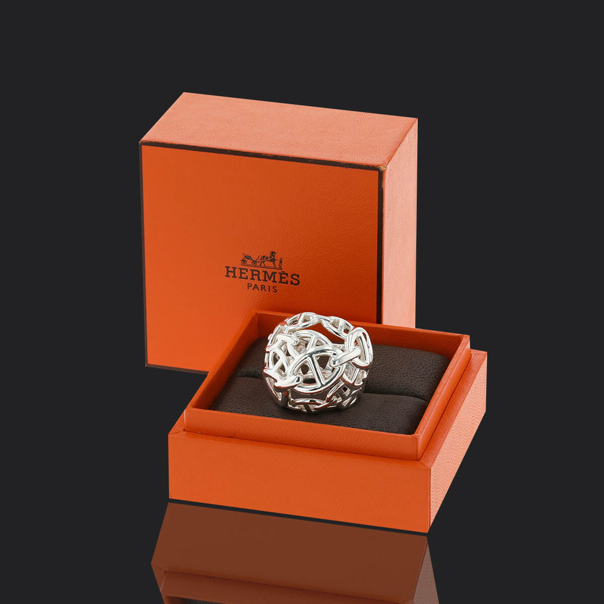 Hermès Chaîne d'Ancre Enchaînée silver ring