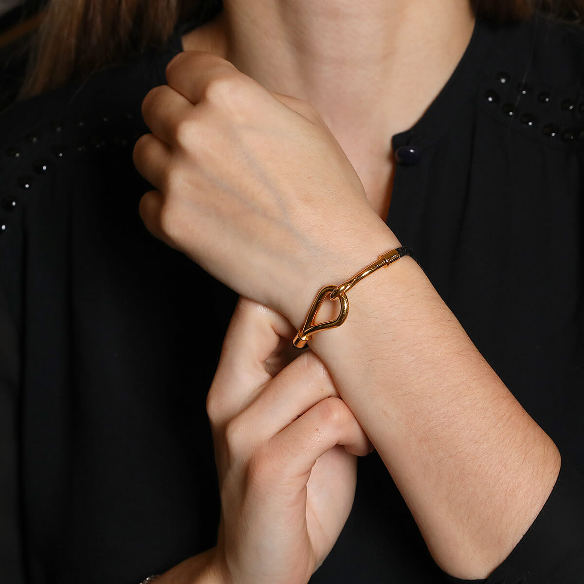 Hermès Jumbo leather and stainless steel bracelet