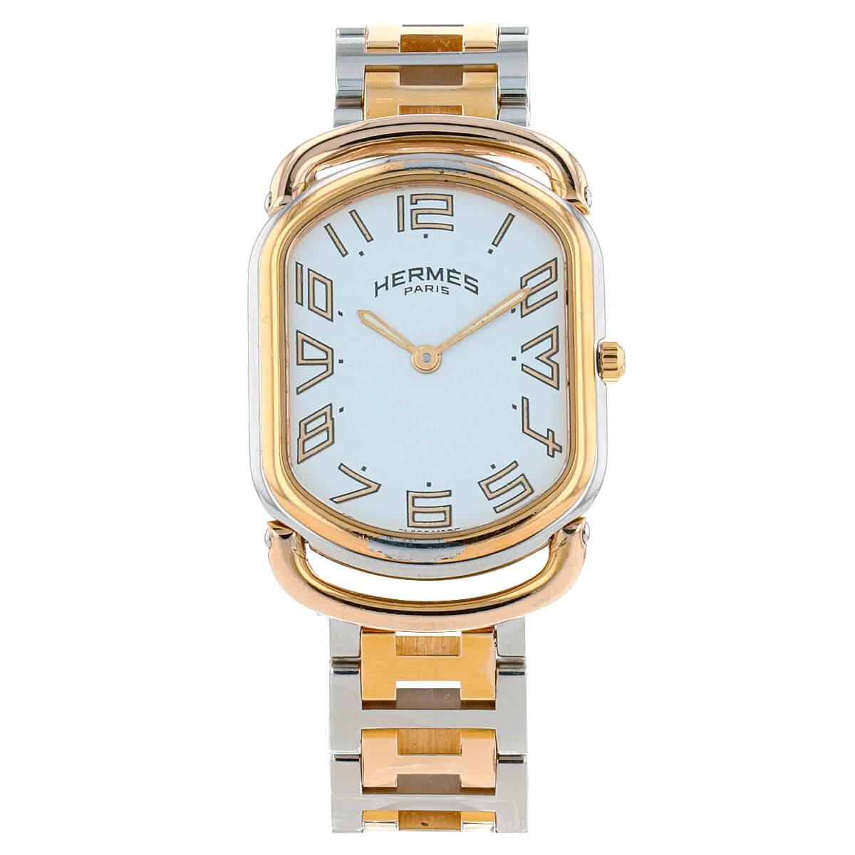 Hermes Rally Stainless Steel Gold Plated Quartz Analog Display Watch Hermès Rally Watch RA1.240 Stainless Steel with Gold Plated  main image 4