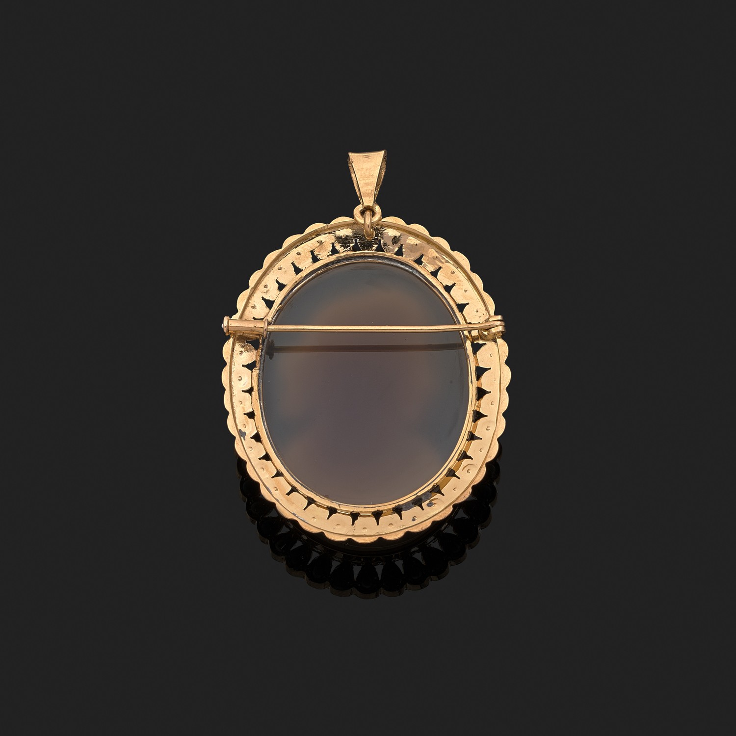 Broche Pendentif Camée En Relief Style Haute Joaillerie - Or Et Perle, Jamais Portée