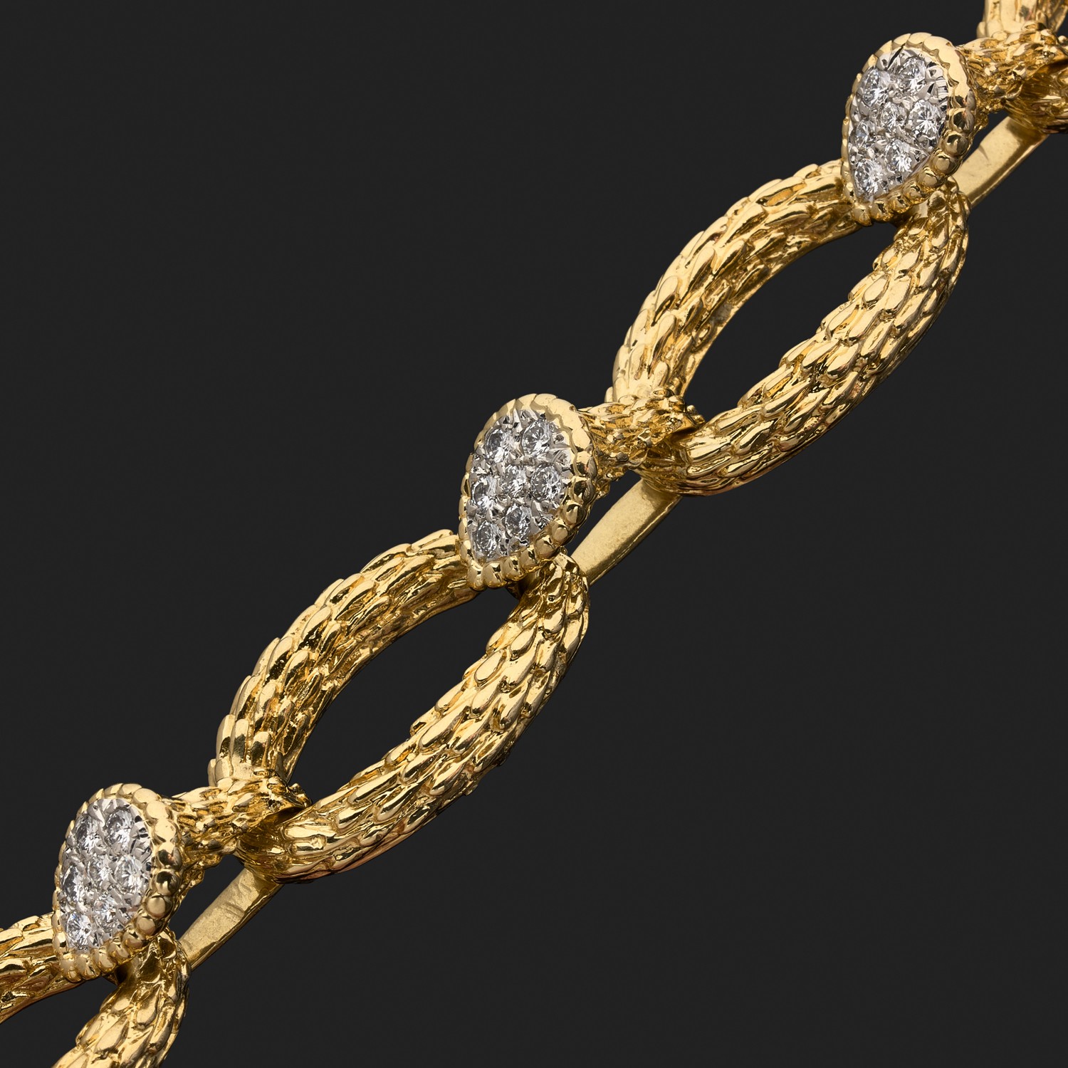 bracelet ancien or 18 carats, or jaune 750, modele articulé plaquettes 27,23 g